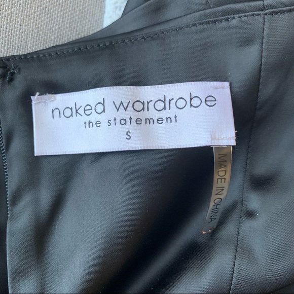 Closetcleanout! Naked Wardrobe The Statement Bustier Strapless Black Satin Dress - Picture 8 of 9